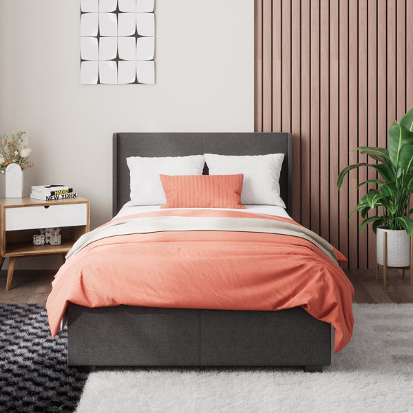 Hashtag Home Estella Upholstered Ottoman Bed Frame with Headboard